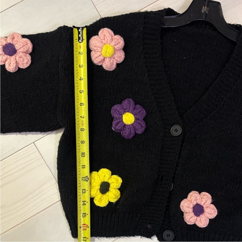 Cider Floral Embellished Black Sweater Size XS - Picture 6 of 8